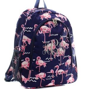 NAVY CANVAS FASHION FLAMINGO BACKPACK/ BOOK BAG!